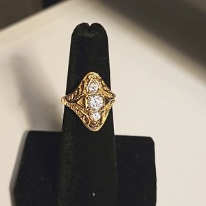 Oval, Goldstone, Simulated Diamonds